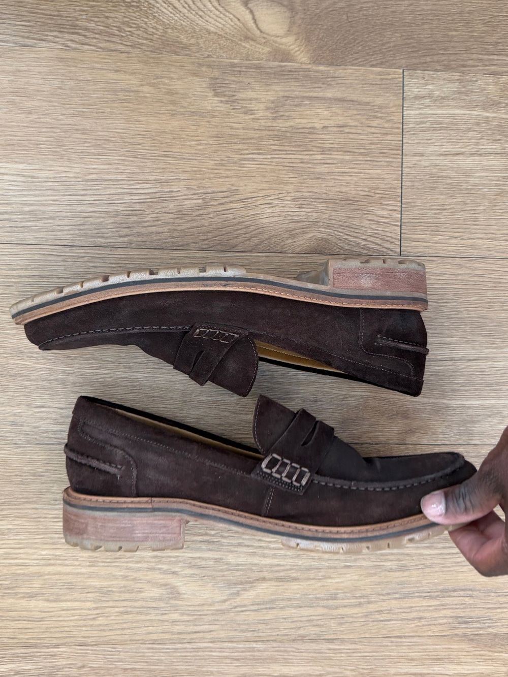 Men's Dark Brown Suede Penny Loafers